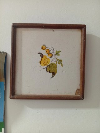 Azulejo Cerámica Flor Antigua Siglo XIX