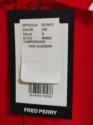 Polo Fred Perry Rojo Talla S