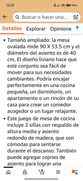 Mesa de comedor y 2 sillas