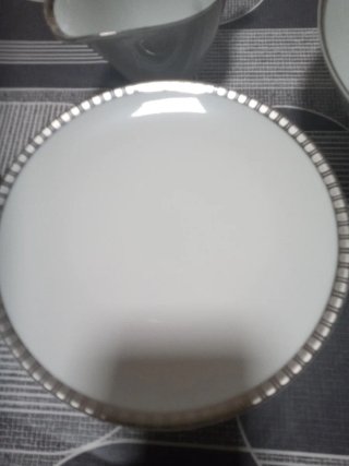 Vajilla Vintage Porcelana Blanca y Plata