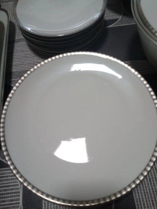 Vajilla Vintage Porcelana Blanca y Plata