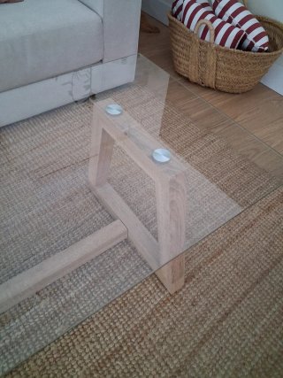 Mesa de centro cristal y madera