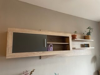 Set de muebles TV madera y negro lacado