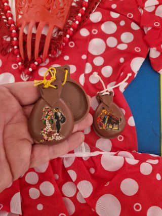 antiguo Disfraz traje gitana flamenca lunares vint
