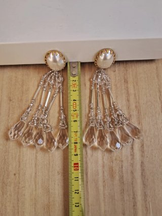 Pendientes largos fiesta perla y lágrimas