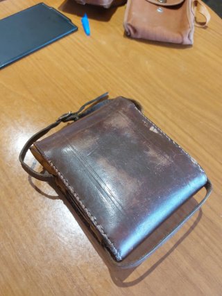 Estuche cuero Vintage cámara patente Brev9306