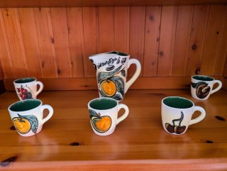 Jarra Sangría y 6 Tazas Vintage Frutas