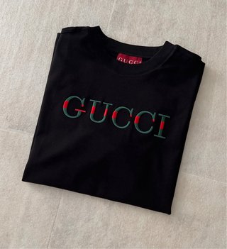 Camiseta Gucci Logo Bordado Talla L Negra