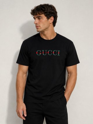 Camiseta Gucci Logo Bordado Talla L Negra