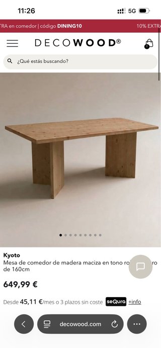 Mesa de comedor madera maciza