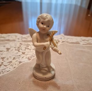 Statuetta Angelo Capodimonte Violino Porcellana
