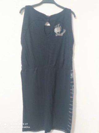 Vestido Desigual Negro con Estampado