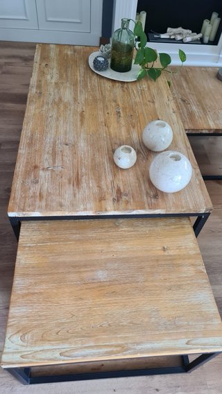 Mesas Nido Madera Maciza Abeto Estilo Industrial