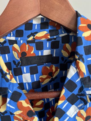 Camicia Prada Uomo Fantasia Floreale Blu S