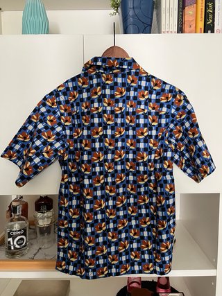 Camicia Prada Uomo Fantasia Floreale Blu S