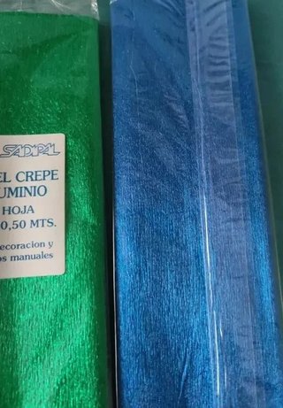 Lote 3 Papel Crepé Aluminio (Azul, Verde, Plata)