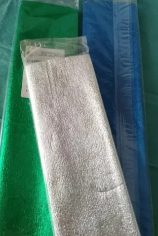 Lote 3 Papel Crepé Aluminio (Azul, Verde, Plata)