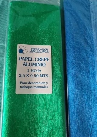 Lote 3 Papel Crepé Aluminio (Azul, Verde, Plata)