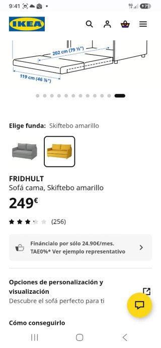 Sofá Cama Amarillo Tela