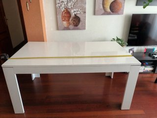 Mesa de salón extensible blanca. 160×90 / 207×90