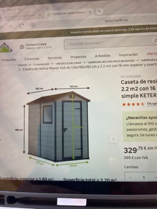 Caseta de jardín de PVC PICK UP ONLY.