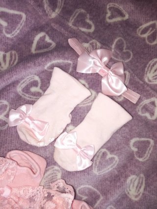 2 pares calcetines bebé rosa lazo