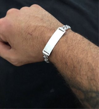 Pulsera Esclava Plata 925 Maciza 22g Placa Lisa