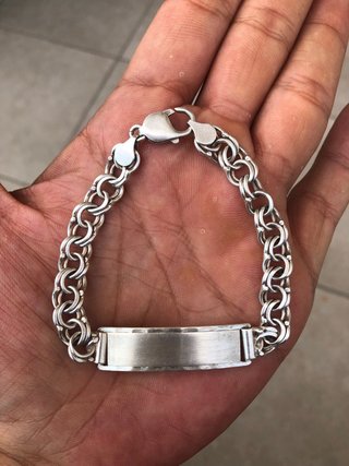 Pulsera Esclava Plata 925 Maciza 22g Placa Lisa