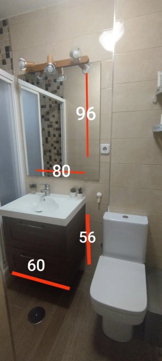 Mueble de baño madera y cristal