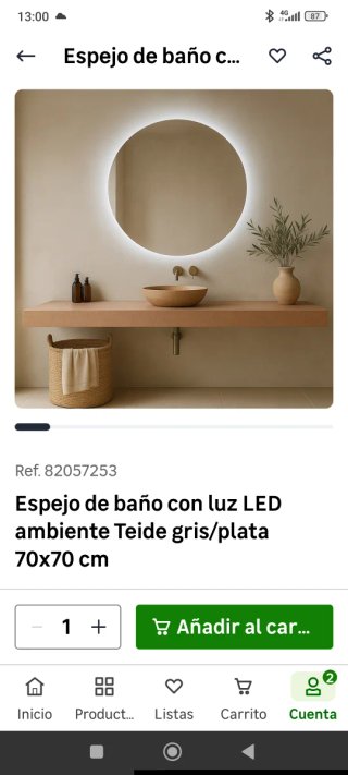 Espejo Redondo LED Leroy Merlin Teide