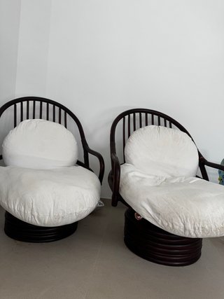 2 Sillones Giratorios Vintage Ratán
