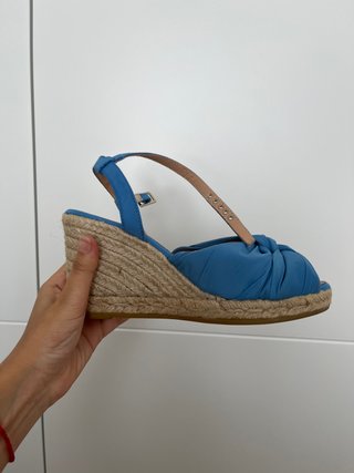Sandalias cuña esparto T37 azul