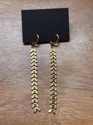 Pendientes largos hoja acero inoxidable