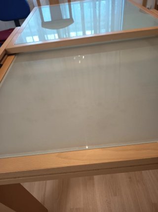 Mesa de comedor extensible madera y cristal