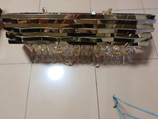 Juego 2 Lámparas Techo Cristal Doradas