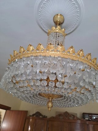 Lámpara colgante de cristal y metal