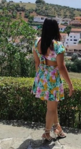 Vestido floral M y L celeste