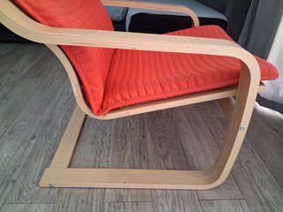 Sillón madera y tela naranja