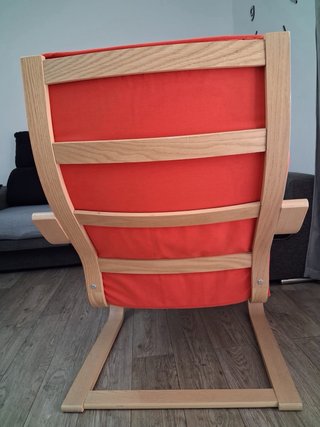 Sillón madera y tela naranja