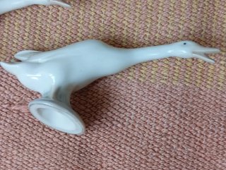 Pareja figuras ocas gansos porcelana Lladró vintag
