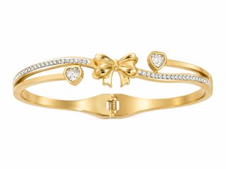 Pulsera Brazalete Lazo con Corazones y Cristales