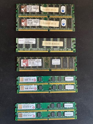 Lote Memorias RAM DDR y DDR2 Kingston, Transcend