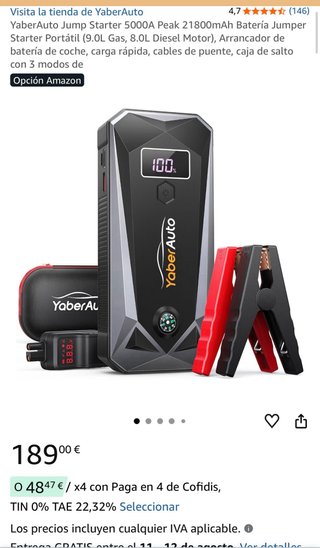 Arrancador Coche YaberAuto YA40 26800mAh