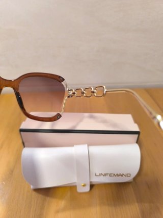 Occhiali da sole da donna LINFEMAND marrone e dorato