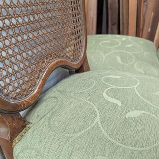 Lote 6 Sillas Comedor Vintage Madera Rattan