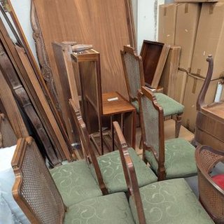 Lote 6 Sillas Comedor Vintage Madera Rattan