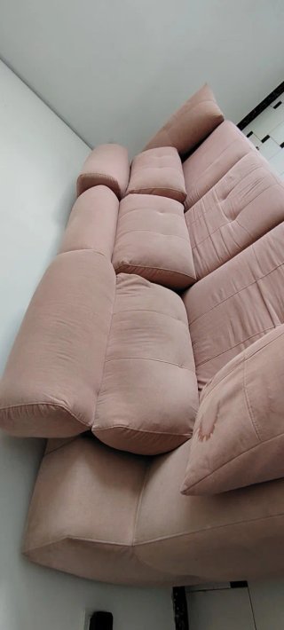 Sofá chaise longue rosa de tela