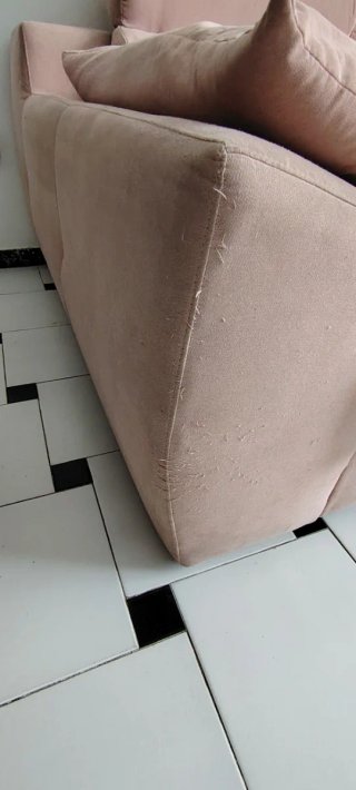 Sofá chaise longue rosa de tela