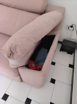 Sofá chaise longue rosa de tela