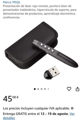 Puntero Láser Presentador USB JENYING Negro